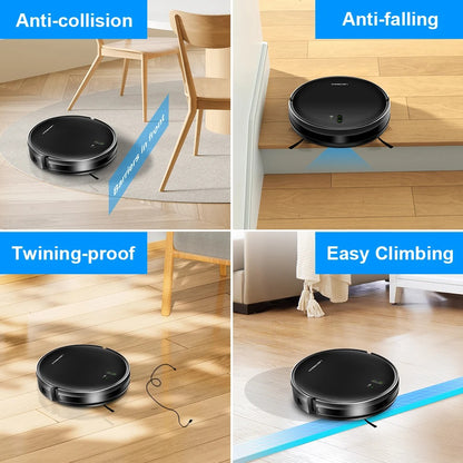 LIECTROUX - Robot Vacuum Cleaner - 2 in 1 - Vacuum Cleaner &amp; Wet Mop Combo - Smart Mapping - WiFi - App - 4KPa - Brushless Motor - Ideal for Pet Hair, Carpet &amp; Floor - Black