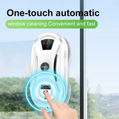 PuRuiKai - Robot Window Cleaner - Electric Glass Cleaner with Remote Control for Home - <800W - 240V - Cord Length 5M - White