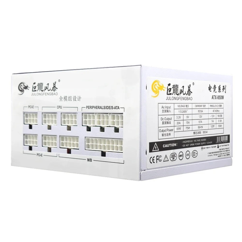 Senlifang - Voeding - Interne voeding - Voor gaming desktopcomputer PSU - 850W - Maximale piek 1000W - Volledig modulair - ATX PSU - 110-240V - Wit - QUORE