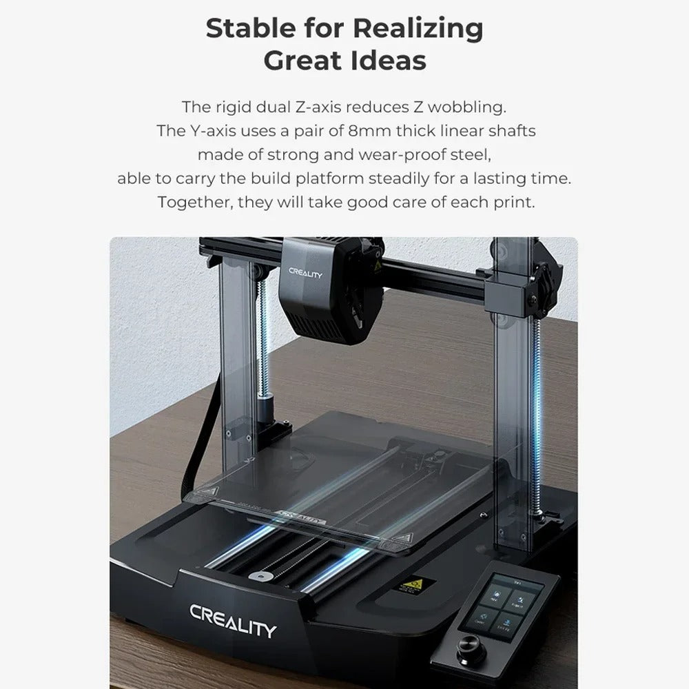 Creality - 3D Printer - 3D Printer Bouwpakket - 350W - 220V - 180mm/s - Maximale afdruksnelheid 250 mm/s - Auto Leveling - Max Printing Speed: 250mm/² - Zwart - QUORE