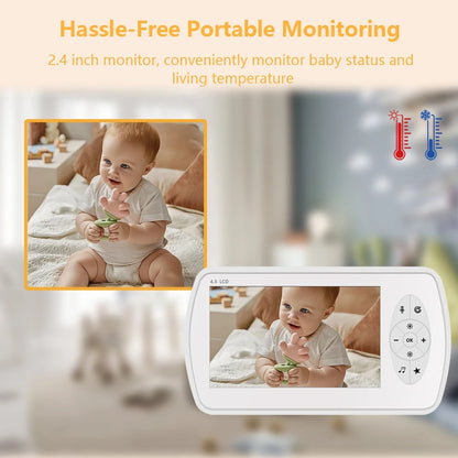 Baby Monitor with Camera - Baby Monitor - Indoor Camera - CMOS - 1080P - 2MP - Wireless - Nanny Camera - White