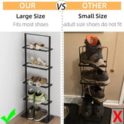 Shoe cabinet - Shoe bench - Shoe rack - Metal shoe rack - 5 layers - Vertical shoe rack - for small spaces - Sturdy shoe tower - Black
