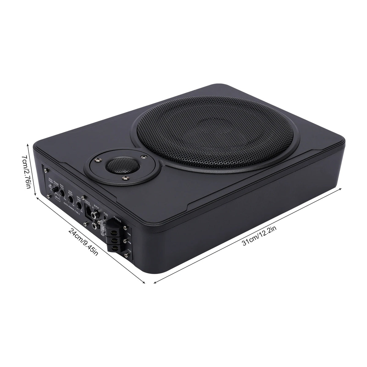 Auto Subwoofer Audio - 8 Inch - Subwoofer - Auto Audio - 12V - 600W Hoog Vermogen - Aluminiumlegering - Auto Luidspreker - Onderstoel Woofer - Ultradunne Subwoofer - Zwart - QUORE