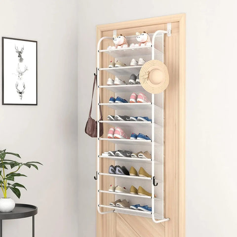 Shoe cabinet - Shoe rack - Shoe bench - 10-tier shoe rack - Hanging shoe rack - for cupboard pantry above the door - White 