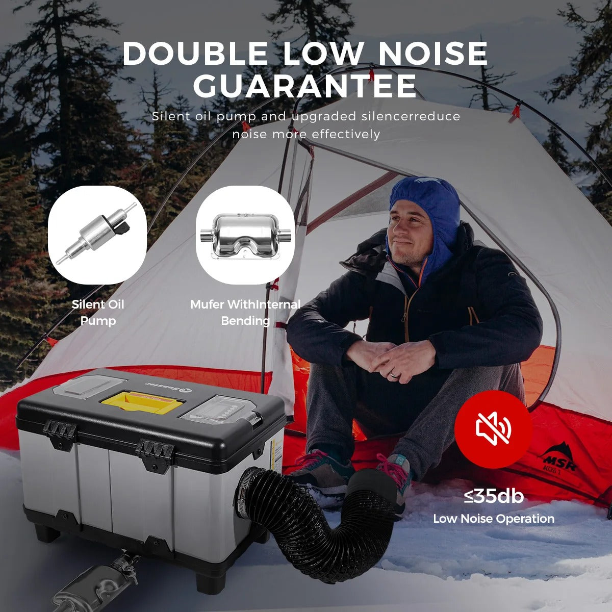 Dieselverwarmer - Elektrische Kachel - Gereedschapskistvormige Dieselluchtverwarmer - 8KW - Verwarming & Ventilatoren - 35db - 240V - 6L - Zilver