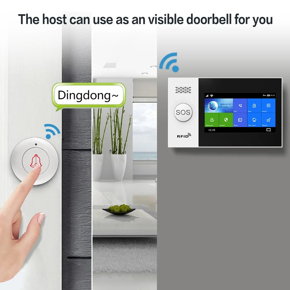 Alarmsysteem - Sirene - Smart Home Beveiligingssysteem - APP - Draadloos - SOS - 4.3 inch LCD - met Alexa - APP Bediening - PSTN - Wit - QUORE