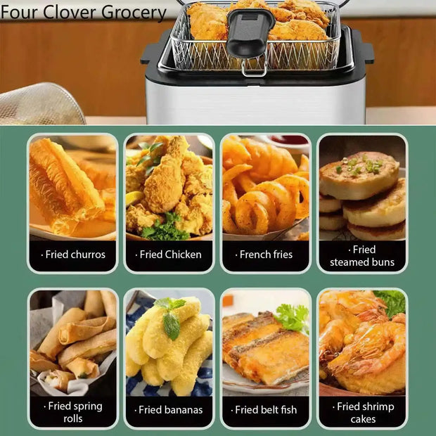 Deep Fryer - Deep Fryer - Electric Deep Fryer - Deep Fryer - Adjustable Thermostat - Fried Chicken Grill - Kitchen Cooking - 2.5L - 220V - 120W - Gray