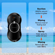 LIECTROUX - Robot raamreiniger - Raamreiniger - Waternevel raamreinigingsrobot - Intelligent - Dubbelzijdig - Borstelloze motor - Glasreiniger - Zwart