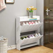 Shoe Cabinet - Shoe Bench - Shoe Rack - 2 Flip Drawers Shoe Cabinet - Freestanding Shoe Organizer - Entrance Cabinet - White
