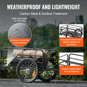 Vevor - Bicycle Trailer - Foldable - Bike Trailer - with Universal Coupling - Compact Storage - Suitable for 22"-28" Bike Wheels - 160 lbs Capacity - Black