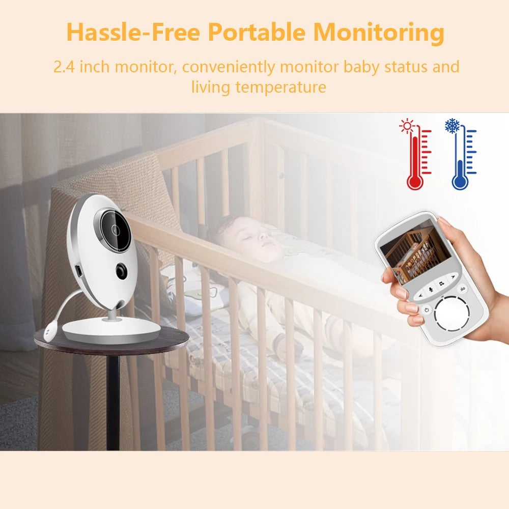 Baby Monitor - Baby Monitor with Camera - Baby Monitor - Indoor Camera - Intercom - IR Audio Video - Temperature Monitoring - 2.4 GHz - 750 mAh - CMOS - White