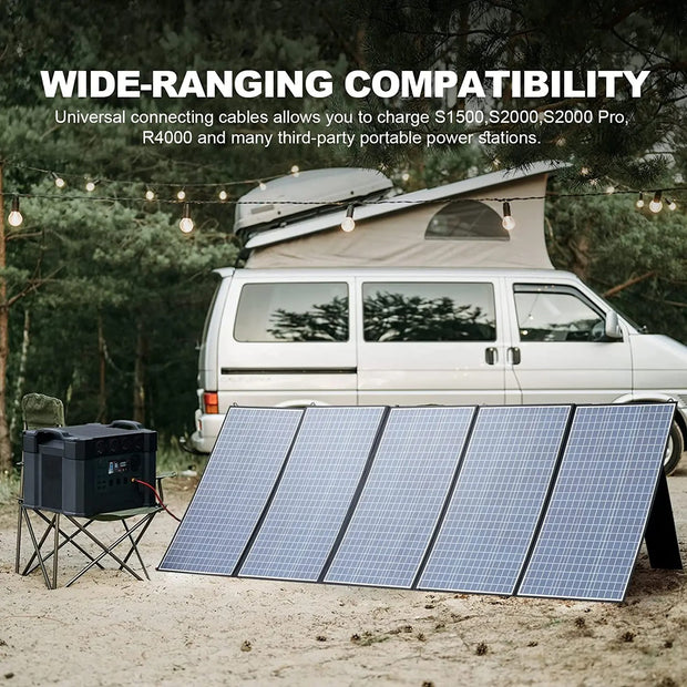 AllPowers - Zonnepaneel - Draagbaar - Waterdicht - Opvouwbaar zonnepaneel - voor Camping RV Tuin Dak - Polykristallijn Silicium - 18V - 100W - Zwart