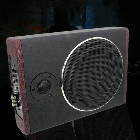 Auto Subwoofer Audio - Ultra Dun - Auto Onderstoel Actieve Subwoofer - Auto Luidspreker - 12V - 600W - Roestvrij Staal - 8 Inch - Voertuig Audio - Zwart