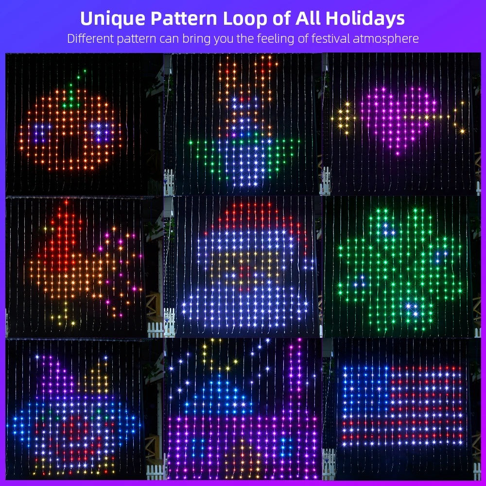 Elenut - Led koperdraad Lichtsnoer - Wifi APP-gestuurd - Kerstgordijnverlichting Raam - DIY Bruiloft Garland Lichtsnoer Binnen Buiten Decoratie - 540LED - Multicolor - QUORE