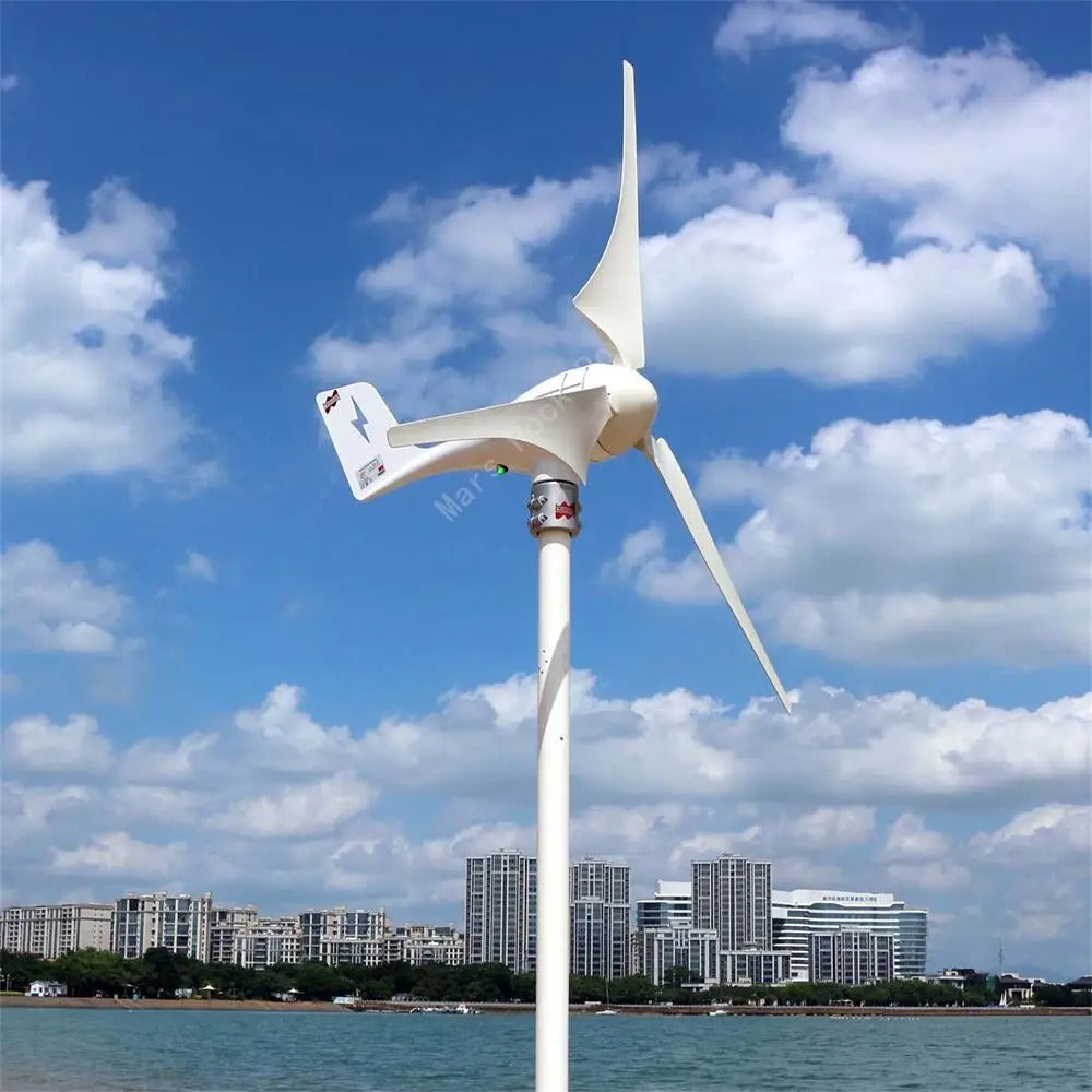 Windturbine - Windmolen Generator - Windturbine Generator - Wind Turbine - Windenergie - LED-indicator - 3 Deltavleugel - 12V - 600W - Wit - QUORE