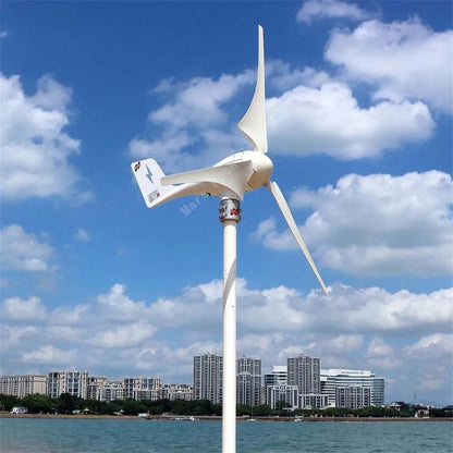 Windturbine - Windmolen Generator - Windturbine Generator - Wind Turbine - Windenergie - LED-indicator - 3 Deltavleugel - 12V - 600W - Wit - QUORE