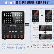Nice-Power - Power supply - Inverter - Adjustable voltage regulator - DC power supply - 60V - 5A-Dual - 120V - Black