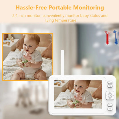 Baby Monitor - Baby Monitor with Camera - Baby Monitor - Indoor Camera - 4800mAh - 2MP - CMOS - Night Vision - PTZ Camera - 1080P - White