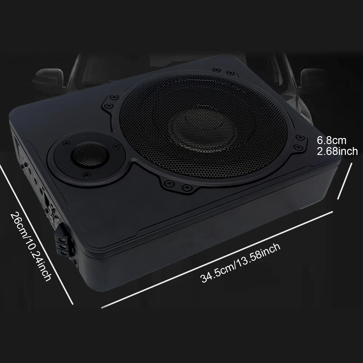 Auto Subwoofer Audio - Sub Bass Speaker - voor Auto of Truck Audio - Slim Kit - Onder Stoel - Actieve Subwoofer - 8Inch - 600W - Zwart - QUORE