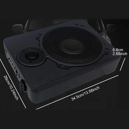 Auto Subwoofer Audio - Sub Bass Speaker - voor Auto of Truck Audio - Slim Kit - Onder Stoel - Actieve Subwoofer - 8Inch - 600W - Zwart - QUORE