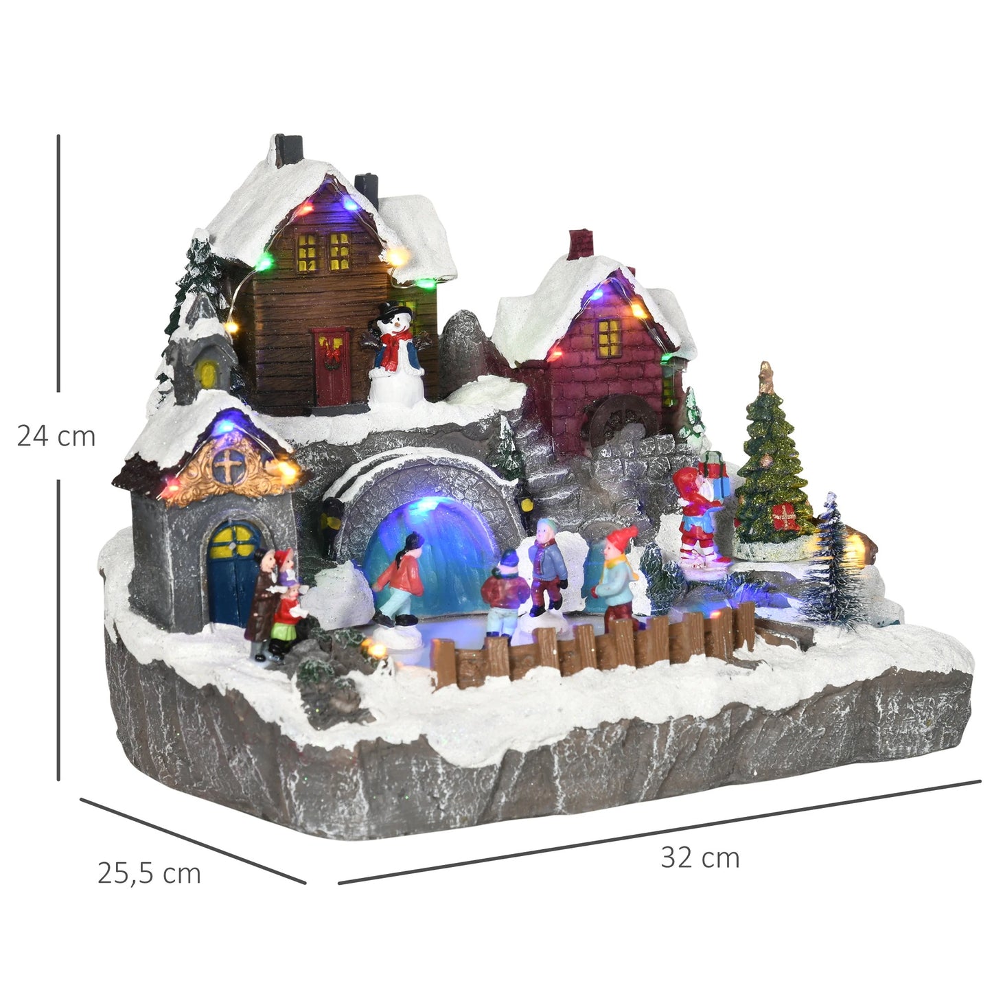 Homcom - Christmas Villages - Christmas Village Decoration - Christmas Villages with Lights - Resin Material - Multicolored