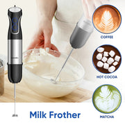 5 in 1 - Staafmixer Set - Hakmolen - Groentesnijder - Soepmaker - Chopper niet Draadloos - 1500W  - 16000 rpm - 4 Messen - Stainless Steel & ABS-Materiaal - Zilver met Zwart