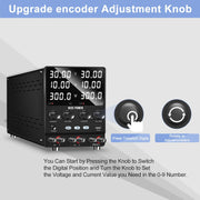 Kuaiqu - Power Supply - Inverter - Adjustable Voltage Regulator - Dual-Channel Variable DC Power Supply - 30V - 10A - 300W - AC 220V - Black