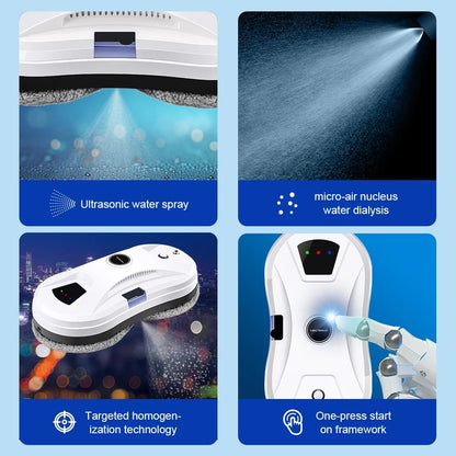 LIECTROUX - Robot window cleaner - Water mist - Ultra-thin - Robot vacuum cleaner - Glass squeegee - Dry &amp; Wet mopping - AI Route - White