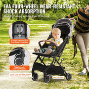 Vevor - Kinderwagen - 3 in 1 - Kinderwagen - Opvouwbare Trolley voor Baby's - met 95°-175° Verstelbare Rugleuning - 0/90° Verstelbare Voetensteun - Grijs