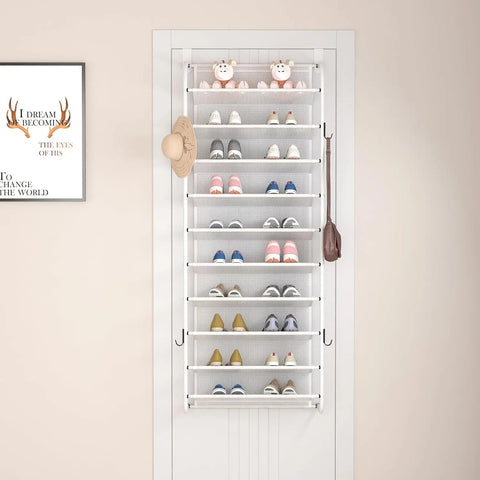 Shoe cabinet - Shoe rack - Shoe bench - 10-tier shoe rack - Hanging shoe rack - for cupboard pantry above the door - White 