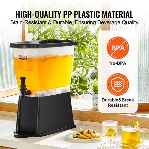 Vevor - Dispenser - Beverage dispenser - Party dispenser - Plastic juice dispenser - for restaurants, hotels and parties - 2 x 2.5 Gal - PP material - Black