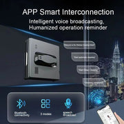 Robot raamreiniger - Dubbele Waternevel - Hoge Vacuümzuigkracht - Lasersensor - 800W - 240V - Robot voor het Reinigen van Glas Aan de Muur Thuis - Grijs