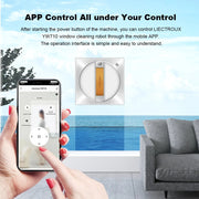 LIECTROUX - Robot raamreiniger - Dubbele waternevel - Sterke stofzuiger - Vloer thuis - Muur - Robot raamreiniging - App & afstandsbediening - Wit