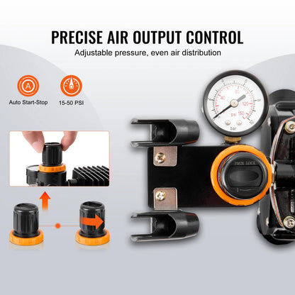 Airbrush - Airbrush Kit - Dual Fan - Professional Airbrushing System Kit - met Airbrushes Mengwiel Reinigingsborstelset - Zwart