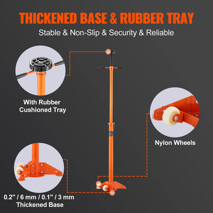 Vevor - Underhoist Stand - 3/4 Ton Capacity - Pole Jack - Lifts from 43.3" to 70.9" - Triangular Base - Two Wheels for Car Support - Orange