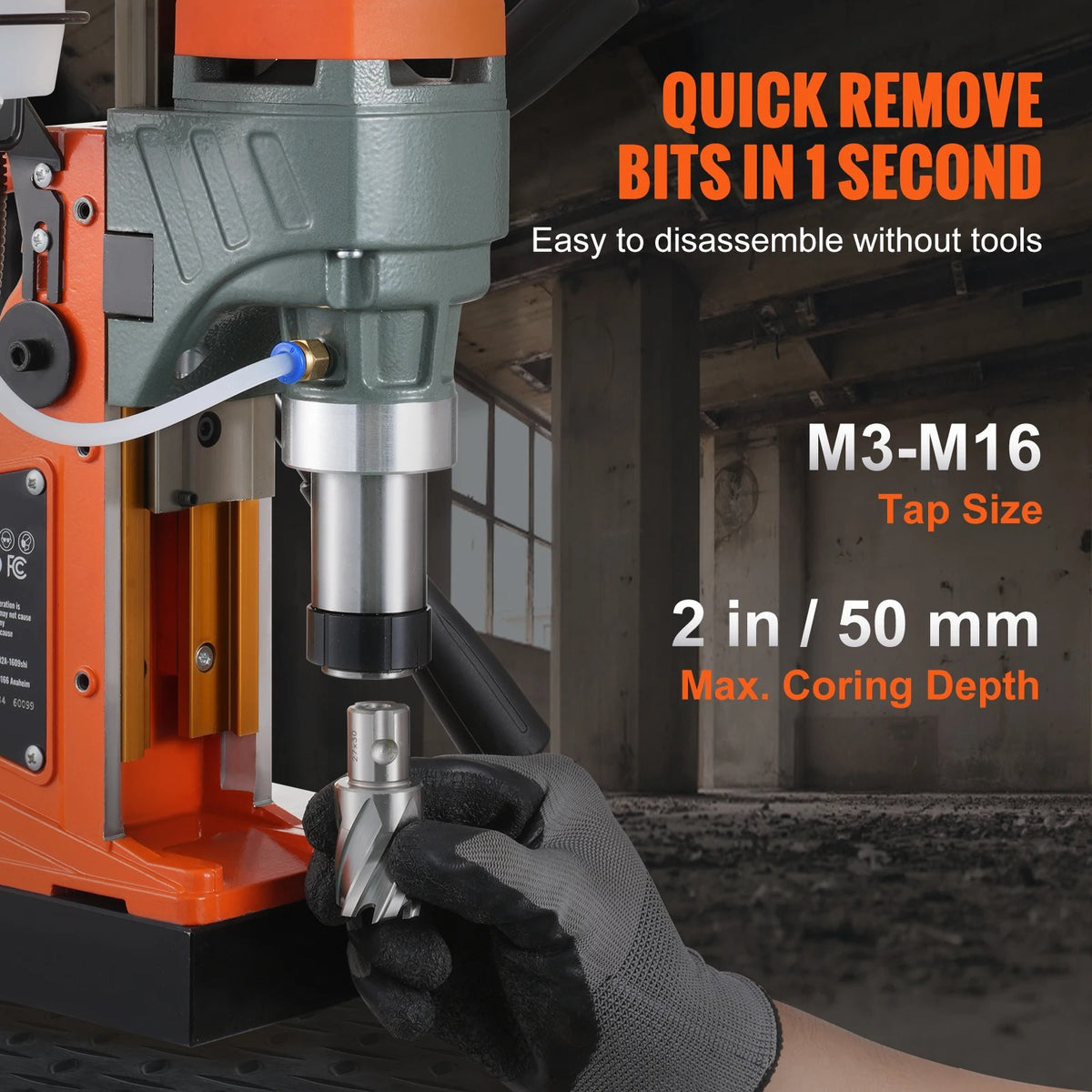 Magnetische boormachine - Hamerboormachine - 2" Boringdiameter - 800 RPM - 1450W - Elektrische Magneetboormachine - Kernboormachine - Oranje