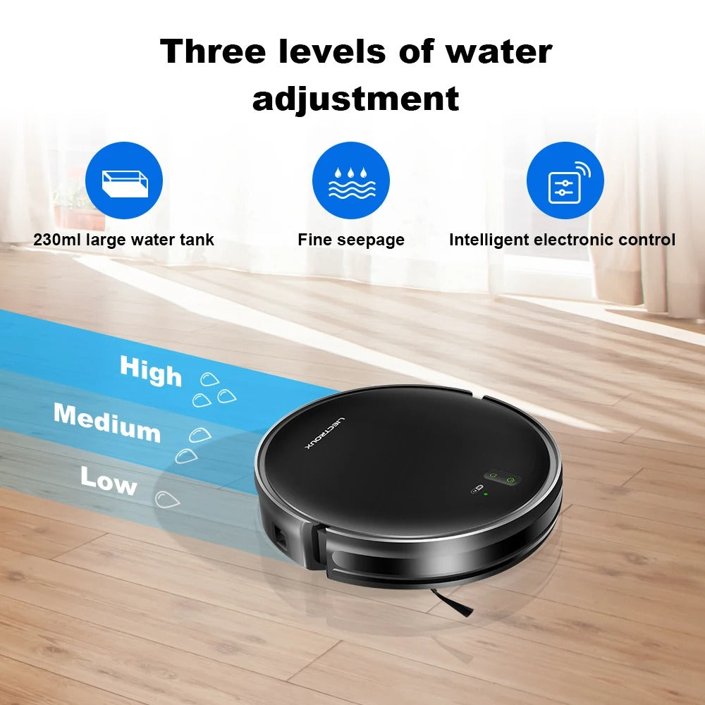LIECTROUX - Robot Vacuum Cleaner - 2 in 1 - Vacuum Cleaner &amp; Wet Mop Combo - Smart Mapping - WiFi - App - 4KPa - Brushless Motor - Ideal for Pet Hair, Carpet &amp; Floor - Black