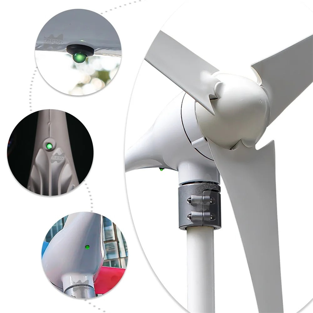Windturbine - Windmolen Generator - Windturbine Generator - Wind Turbine - Windenergie - LED-indicator - 3 Deltavleugel - 12V - 600W - Wit - QUORE