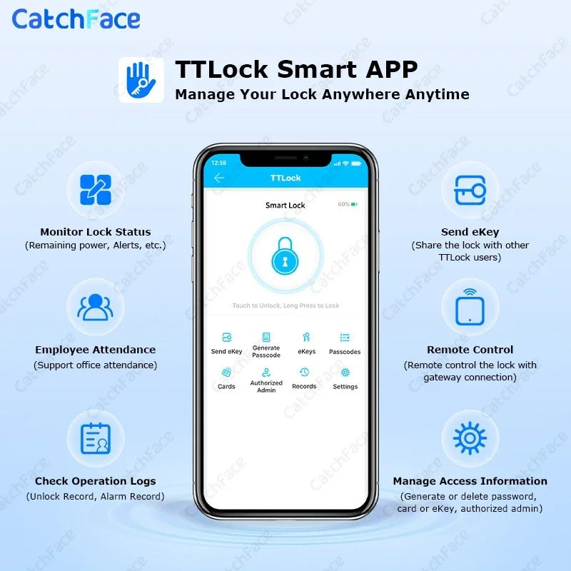 Slank Deurslot - Smart Lock - Elektrisch Deurslot - TTLock - APP - Wachtwoord - RFID Kaart - Euro Cilinderslot - Digitaal Sleutelloos Slot - Zwart - QUORE