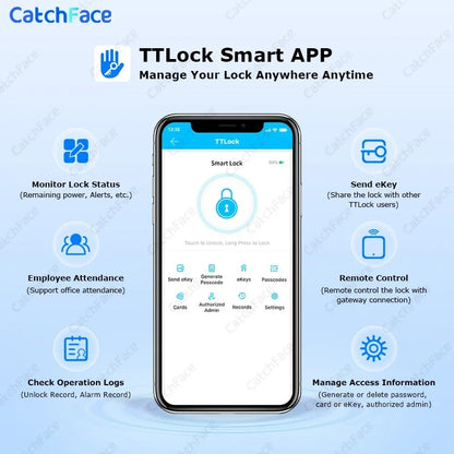 Slank Deurslot - Smart Lock - Elektrisch Deurslot - TTLock - APP - Wachtwoord - RFID Kaart - Euro Cilinderslot - Digitaal Sleutelloos Slot - Zwart - QUORE