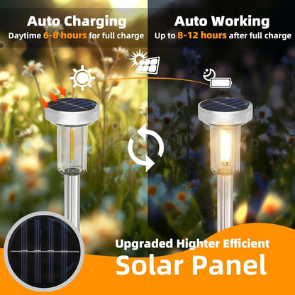 Solar Garden Lighting - Solar Garden Spotlight - Outdoor Solar Lawn Lighting - Waterproof - Courtyard and Garden Decoration - 2 Pieces - Warm White
