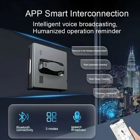 PuRuiKai - Robot raamreiniger - Dubbele watersproeier, - Smart Memory - Hoge vacuümzuigkracht - Lasersensor - Huismuur - Glasreinigingsrobot - Grijs