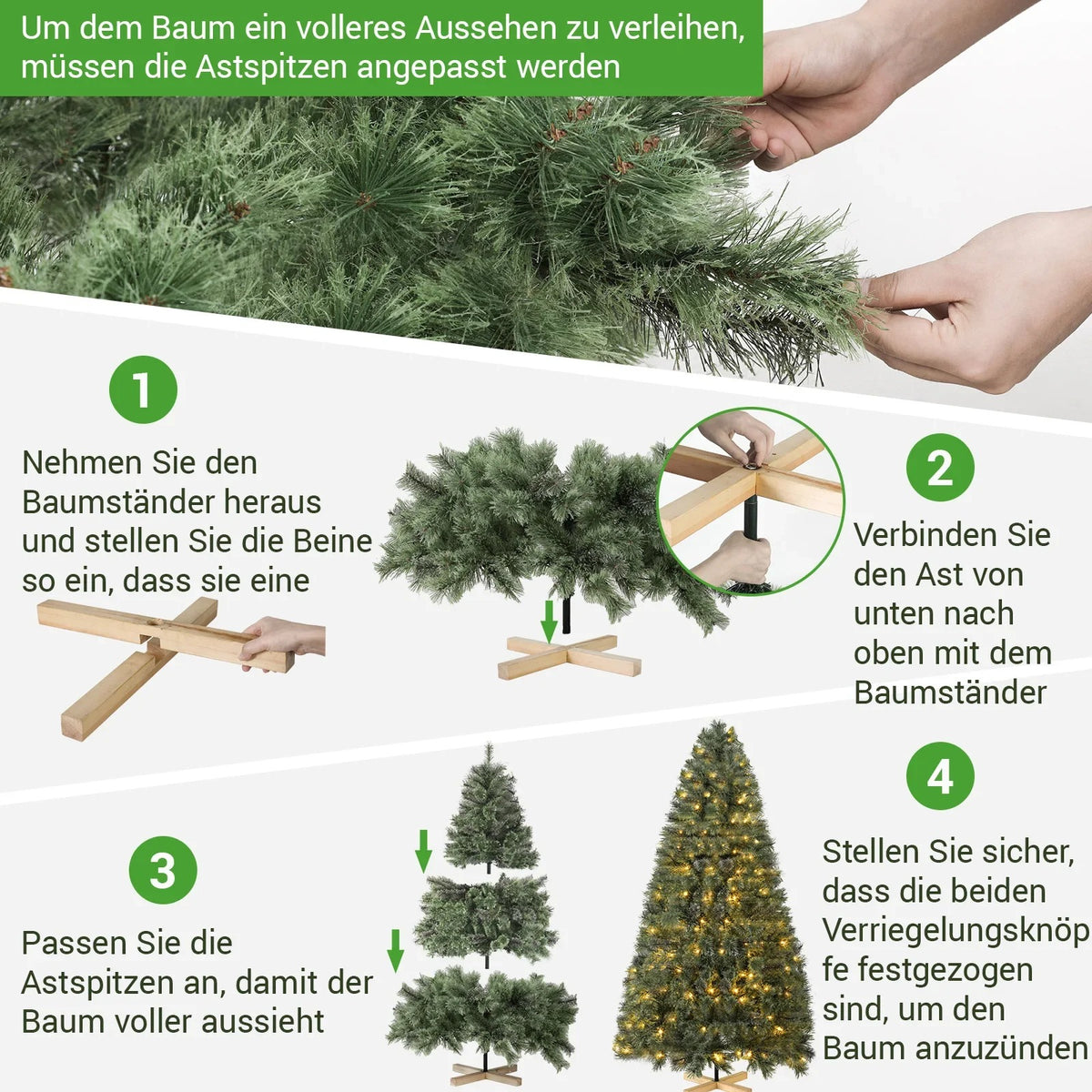 Artificial Christmas Tree - Christmas Tree Plastic - Triumph Tree - PVC Leaf Tree - For Home Decoration, Garden, Shopping Mall &amp; Restaurant - 180cm with Lighting - Vegetable
