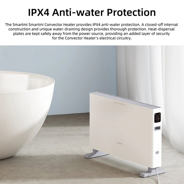 Smartmi - Paneelradiatoren - Elektrische radiator - Snelle warmte convectorkachel - Mi-Home APP-bediening - Waterdicht - Intelligente versie - 2200W - 220V - Wit