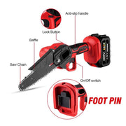 Gisam - Mini Kettingzaag - Elektrisch Handkettingzaag - Snoeizaag - Takkenzaag - Handzaag - Boomzaag - 1600rpm - 20V - 60HZ - Rood