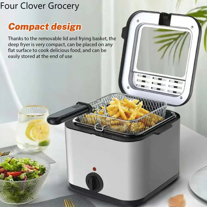 Frituurpan - Frituurpan - Elektrische Frituurpan - Frituurmachine - Verstelbare Thermostaat - Gebakken Kipgrill - Keuken Koken - 2,5L - 220V - 120W - Grijs