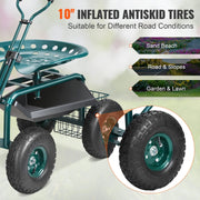 Vevor - Garden Cart - Rolling Work Chair with Wheels - Garden Stool for Plants 360 Degree Swivel Chair - Cart Scooter with Handlebars - Green