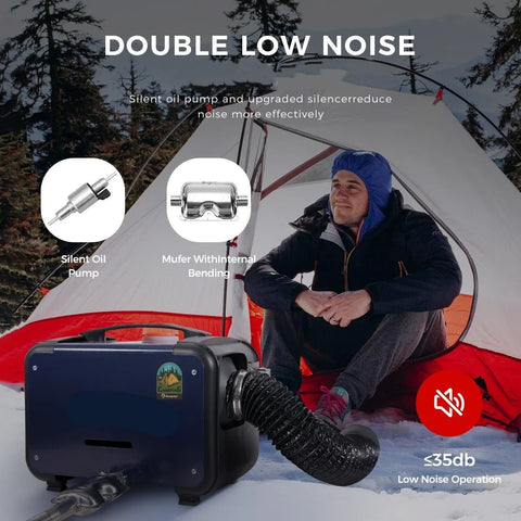 Dieselverwarmer - Elektrische Kachel - 8KW - Bluetooth-app en Afstandsbediening - Ultrastille Nachtverwarming voor Camper, Camper, Tent, Huis - A2302B Schakelaar - Blauw