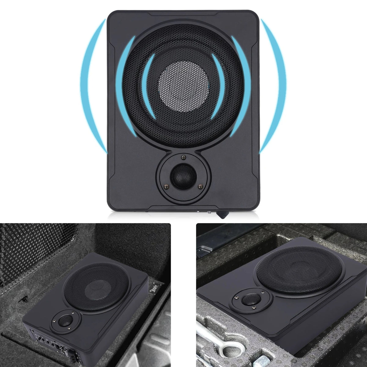 Auto Subwoofer Audio - Sub Bass Speaker - voor Auto of Truck Audio - Slim Kit - Onder Stoel - Actieve Subwoofer - 8Inch - 600W - Zwart - QUORE