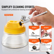 Airbrush - Airbrush Kit - Dual Fan - Professional Airbrushing System Kit - met Airbrushes Mengwiel Reinigingsborstelset - Zwart
